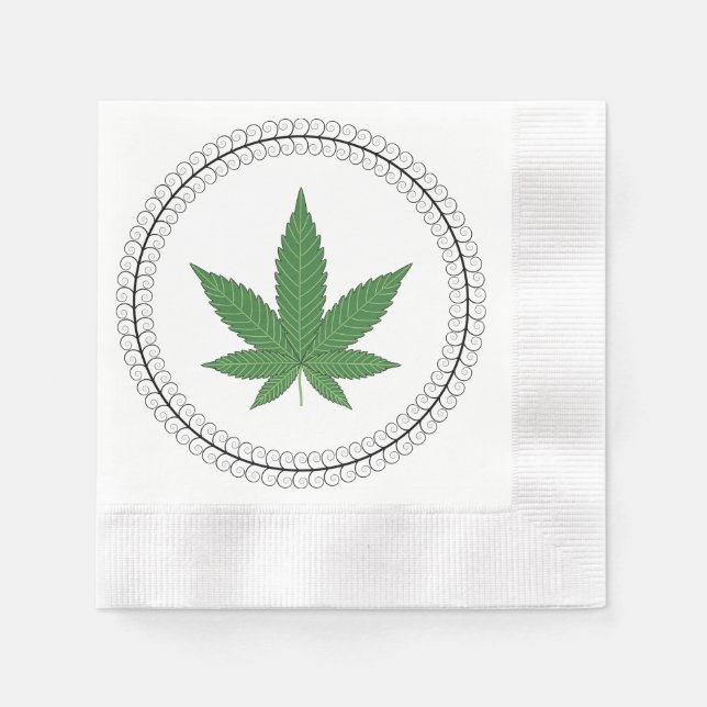 Weed Leaf Tree Swirl Trim Personalisiert Serviette (Vorderseite)