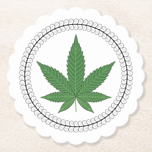 Weed Leaf Tree Swirl Trim Personalisiert Untersetzer (Vorderseite)