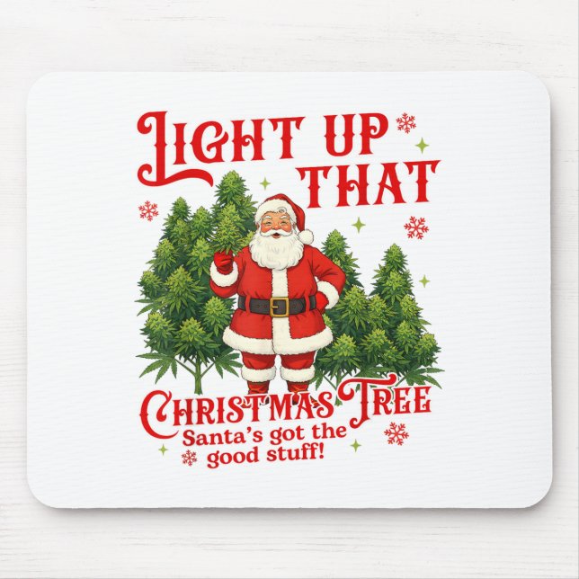 Weed Lover Smoking Light Up Christmas Tree  Mousepad (Vorne)