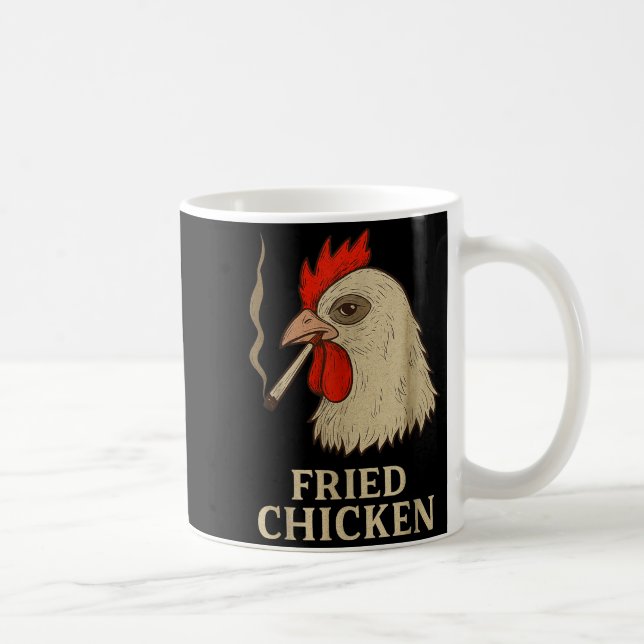 Weed Meme Funny Fried Chicken Smoking  Kaffeetasse (Rechts)