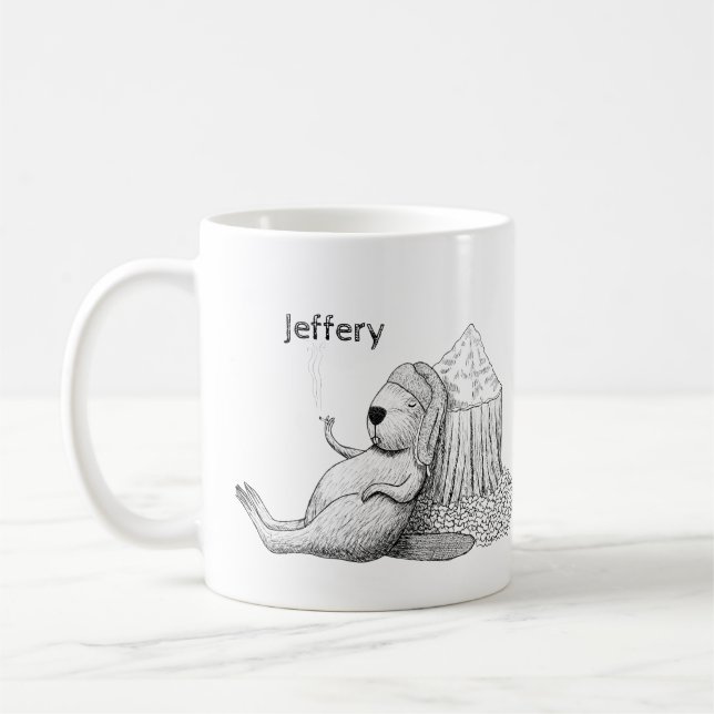 Weed Srauking Relaxing Beaver Funny Individuelle N Kaffeetasse (Links)