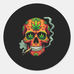 Weed Sugar Skull Mexico Cinco De Mayo Runder Aufkleber