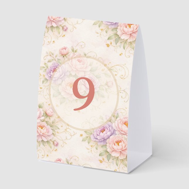 Weeding floral table number tischaufsteller  (Vorderseite)