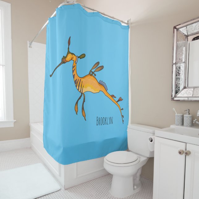 Weedy seadragon Cartoon Illustration Duschvorhang (Beispiel)