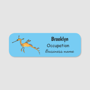 Weedy seadragon Cartoon Illustration Namensschild