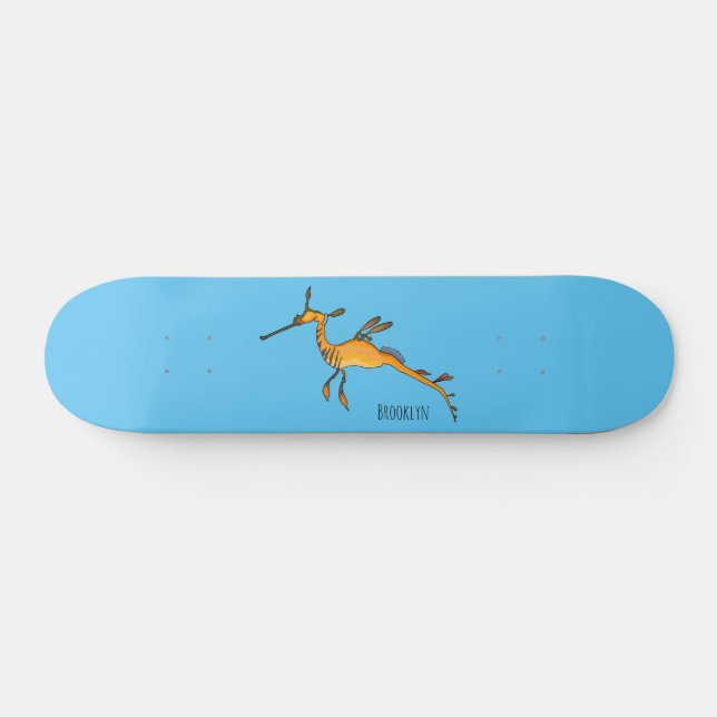 Weedy seadragon Cartoon Illustration Skateboard (Horizontal)