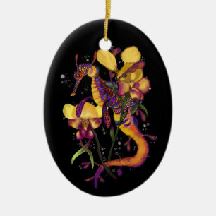 Weedy Seadragon mit Orchids Keramik Ornament