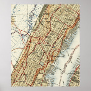 Weehawken, Gewerkschaft City & West New York Map ( Poster
