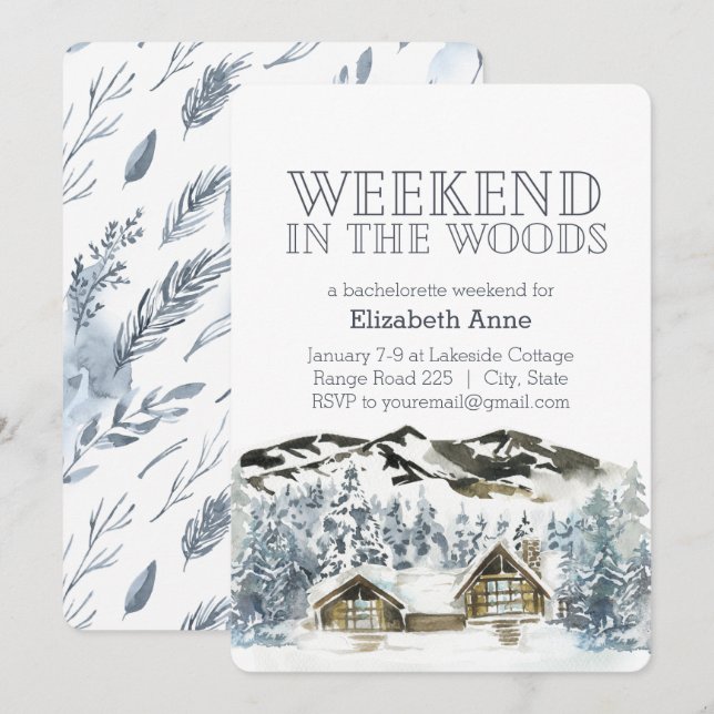 Week-end dans les bois | Invitation à la fête d'hi (Devant / Derrière)