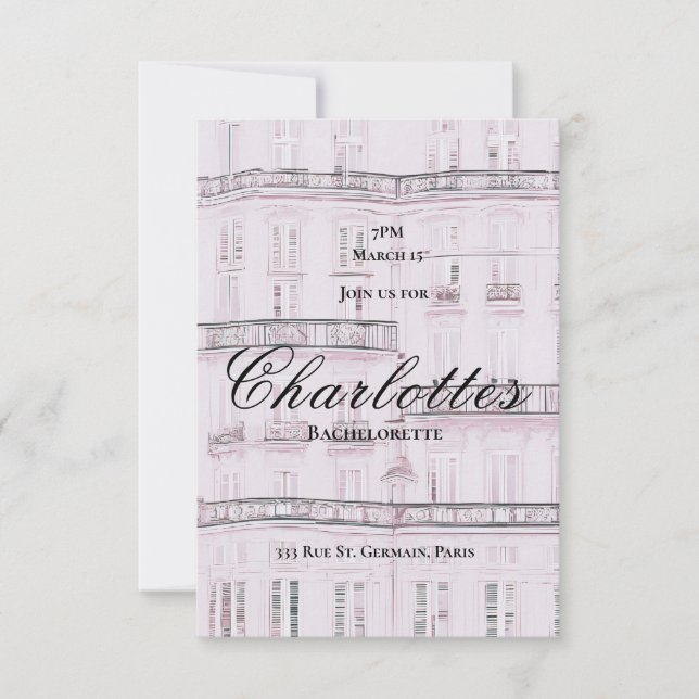 Weekend a Paris Bachelorette  Invitation Einladung (Vorderseite)