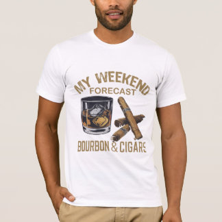 "Weekend Bourbon and Cigar Forecast Graphic T-Shir T-Shirt