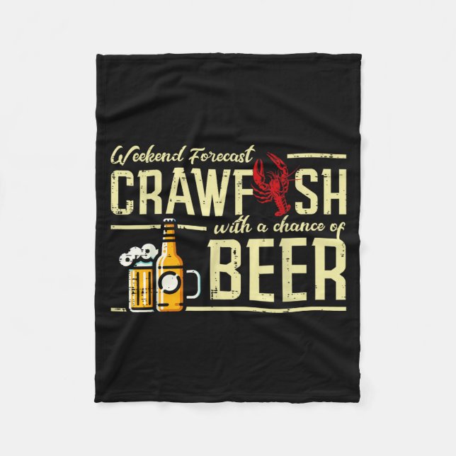 Weekend Forecast Crawfish Beer Funny Crayfish Dad  Fleecedecke (Vorderseite)
