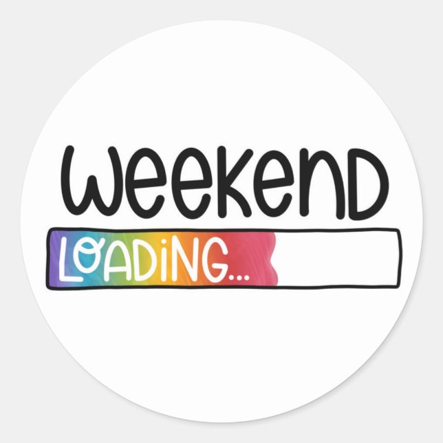 Weekend Loading Rainbow Bar Modern White Runder Aufkleber (Vorderseite)