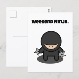 Weekend Ninja Funny Niedlich Japan Cartoon Postkarte