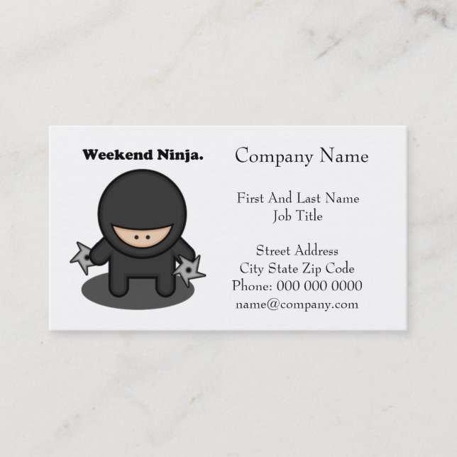 Weekend Ninja Funny Niedlich Japan Cartoon Visitenkarte (Vorderseite)