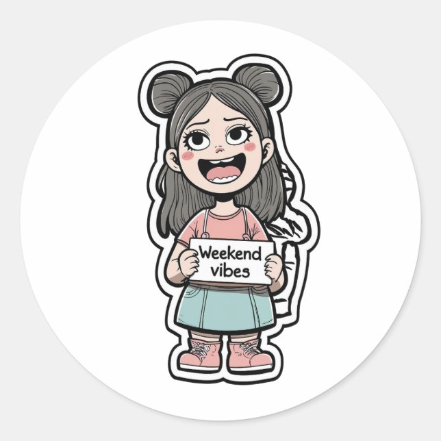 Weekend Vibes Runder Aufkleber (Vorderseite)