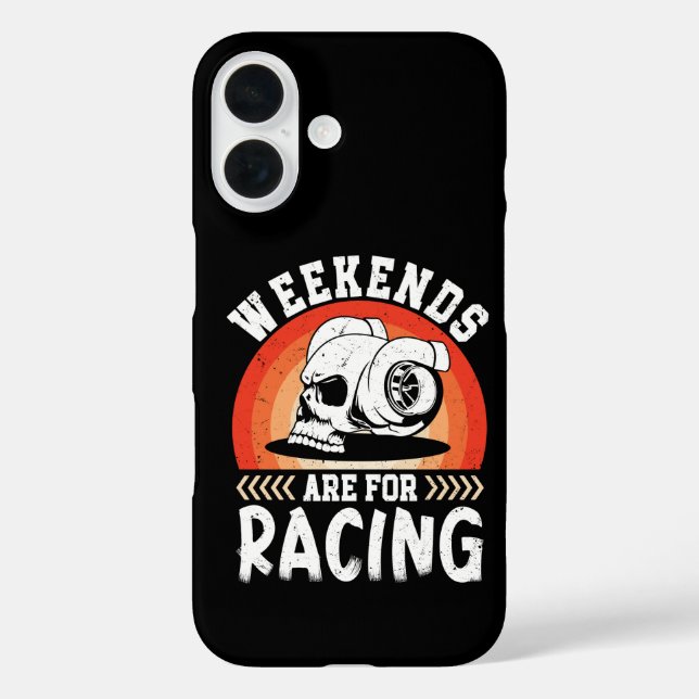 Weekends Are For Racing Funny Dirt Bike Art Engine iPhone 16 Hülle (Rückseite)