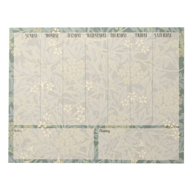 Weekly list - William Morris Jasmine Notepad Notizblock (Vorderseite)