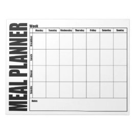 Weekly Menu Meal Planner Black & White Notizblock