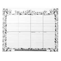 Weekly Plananner Floral Art Coloring Page Notepad