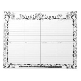 Weekly Plananner Floral Art Coloring Page Notepad Notizblock
