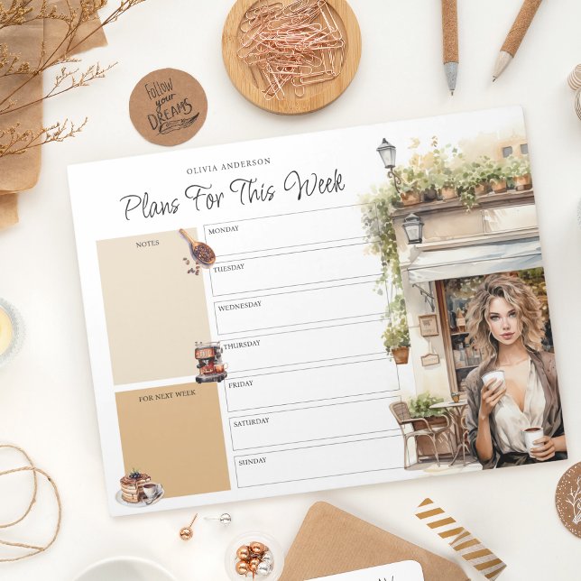 Weekly Planner Custom Name Coffee Lover Notizblock (Von Creator hochgeladen)