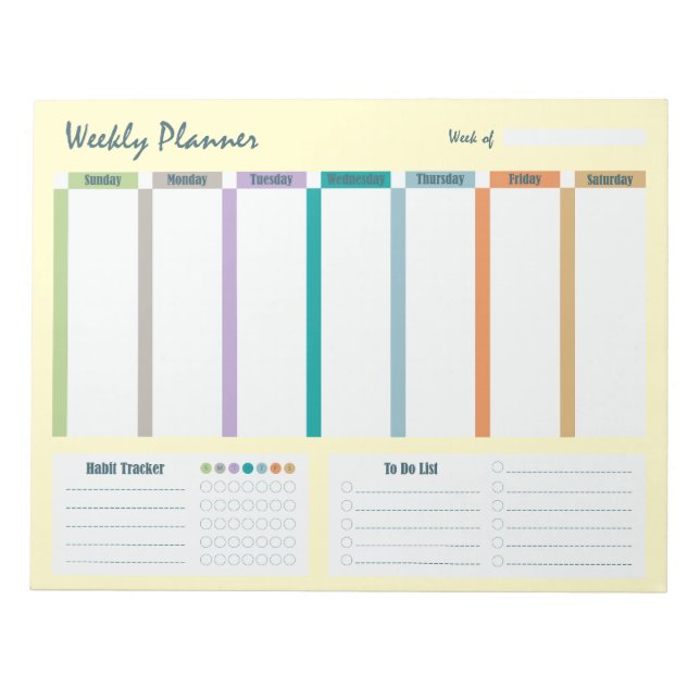 Weekly Planner Habit Tracker To Do List Notepad Notizblock (Vorderseite)