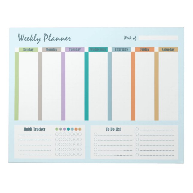 Weekly Planner Habit Tracker To Do List Notizblock (Vorderseite)