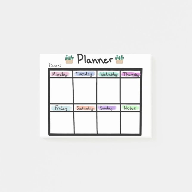 Weekly Planner Post it Notes Post-it Klebezettel (Vorderseite)
