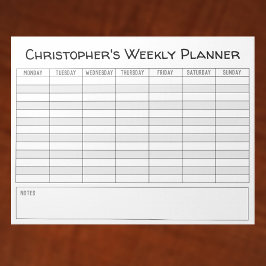 Weekly Planner to Personalise with Name Choice. Notizblock