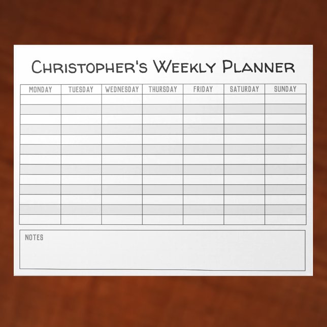 Weekly Planner to Personalise with Name Choice. Notizblock (Von Creator hochgeladen)