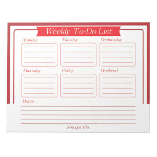 Weekly To Do List Notepad Notizblock