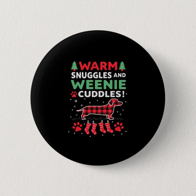 Weenie Dog Christmas Pajama Shirt Cute Weiner Ugly Button (Vorderseite)