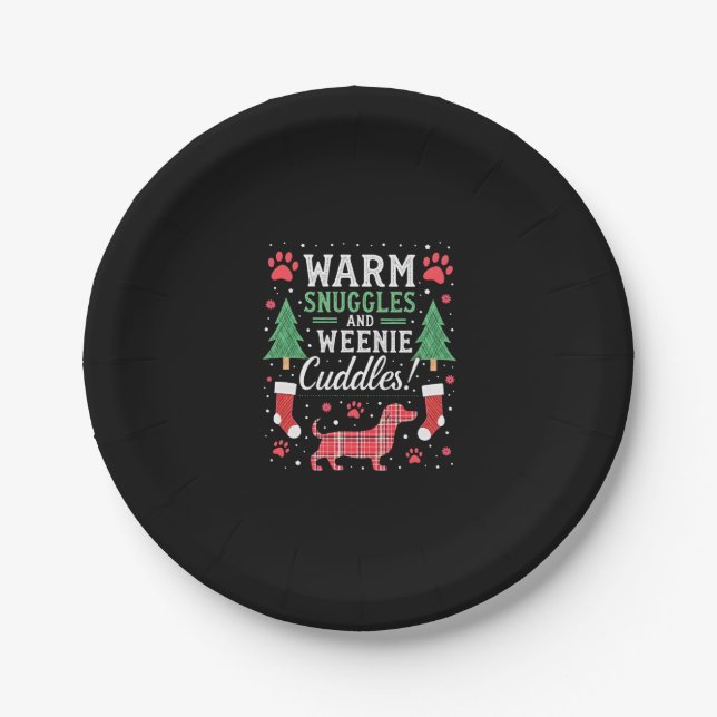 Weenie Dog Christmas Pajama Shirt Cute Weiner Ugly Pappteller (Vorderseite)