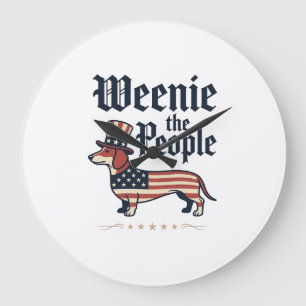 Weenie the People Patriotisches Dachshund T-Shirt_ Große Wanduhr