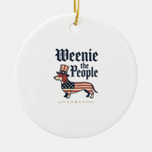 Weenie the People Patriotisches Dachshund T-Shirt_ Keramik Ornament