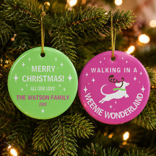 Weenie Wonderland Dachshund Fröhliche Weihnachten Keramik Ornament