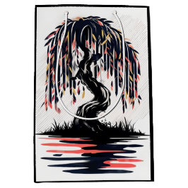 Weeping Fire Black Background Mittlere Geschenktüte