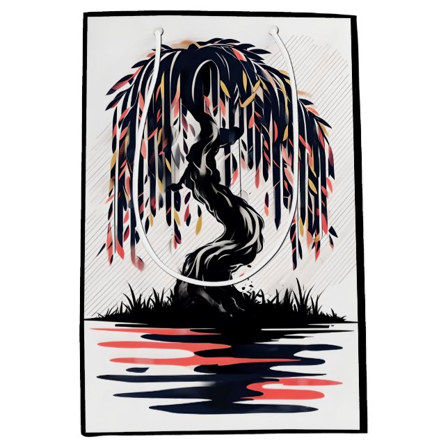 Weeping Fire Black Background Mittlere Geschenktüte (Vorderseite)