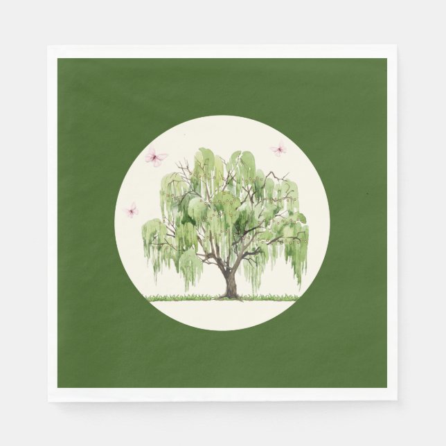 Weeping Williow Wedding Paper Napkin Serviette (Vorderseite)