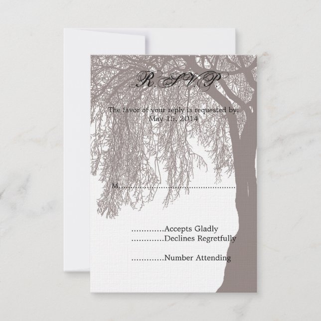Weeping Willow Tree Wedding RSVP Karte (Vorderseite)