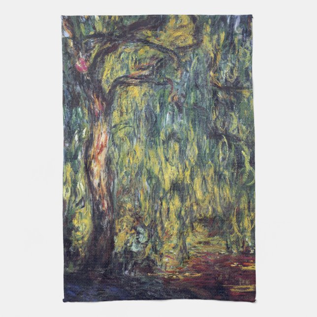 Weeping Willow von Claude Monet, Vintage Kunst Küchentuch (Vertikal)