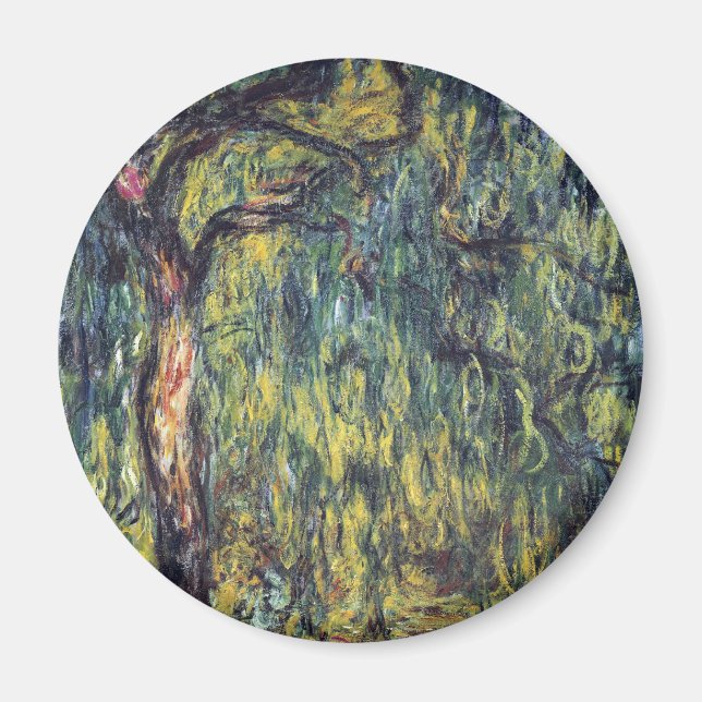 Weeping Willow von Claude Monet, Vintage Kunst Magnet (Vorne)