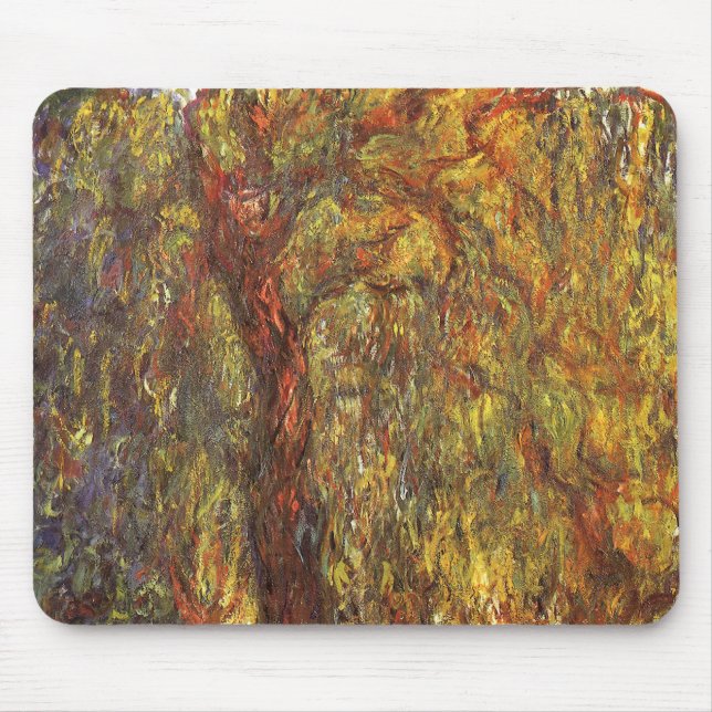 Weeping Willow von Claude Monet, Vintage Kunst Mousepad (Vorne)