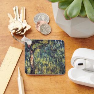 Weeping Willow von Claude Monet, Vintage Kunst Schlüsselanhänger
