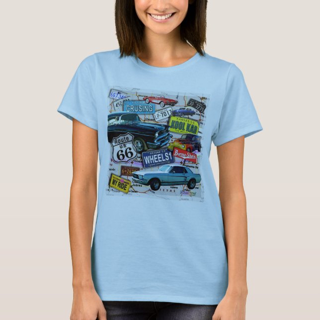Weg 66 - HELLE T-SHIRTS klassische Autos FRAUEN-' (Vorderseite)