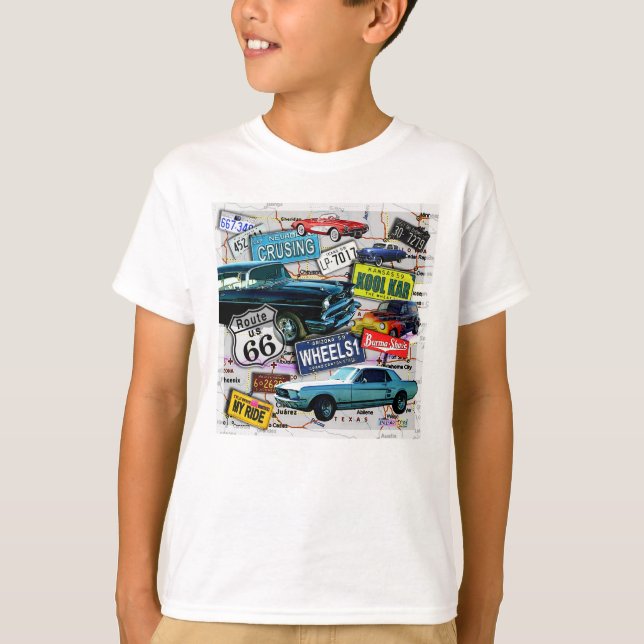 Weg 66 - Klassische Autos KINDERlicht-T-SHIRTS T-Shirt (Vorderseite)