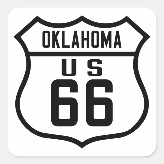 Weg 66 - Oklahoma Quadratischer Aufkleber (Vorderseite)
