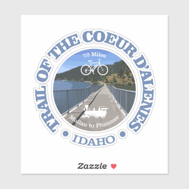 Weg des Coeur d'Alene (Radweg c) Aufkleber (Blatt)