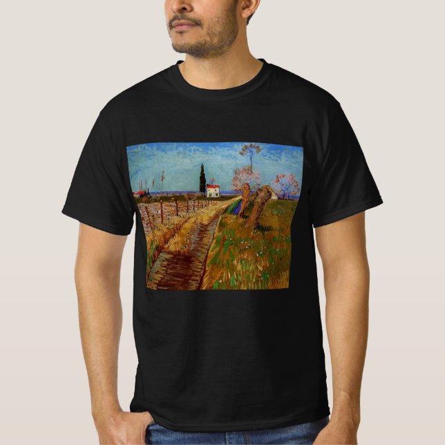 Weg durch ein Feld, Willows von Vincent van Gogh T-Shirt (Vorderseite)